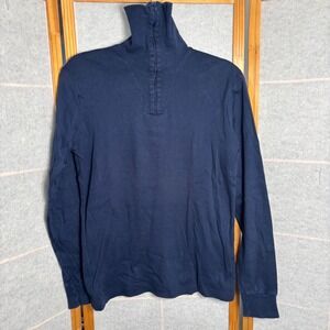 Vintage Duofold Mens Navy Blue 100 Cotton Quarter Zip Turtleneck Shirt Size M